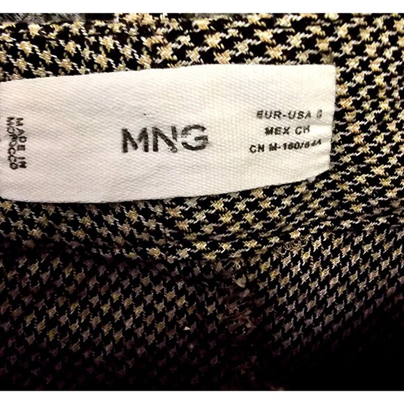 MNG Black & White Houndstooth A-Line Midi Skirt With Front & Back Pockets Button - Picture 4 of 9